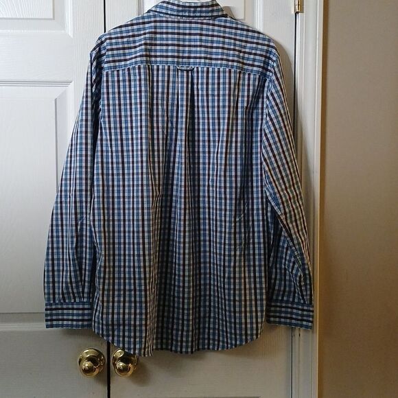 Chaps Stretch Easy Care blue plaid long sleeve button down shirt  Sz L NWOT - Picture 4 of 9